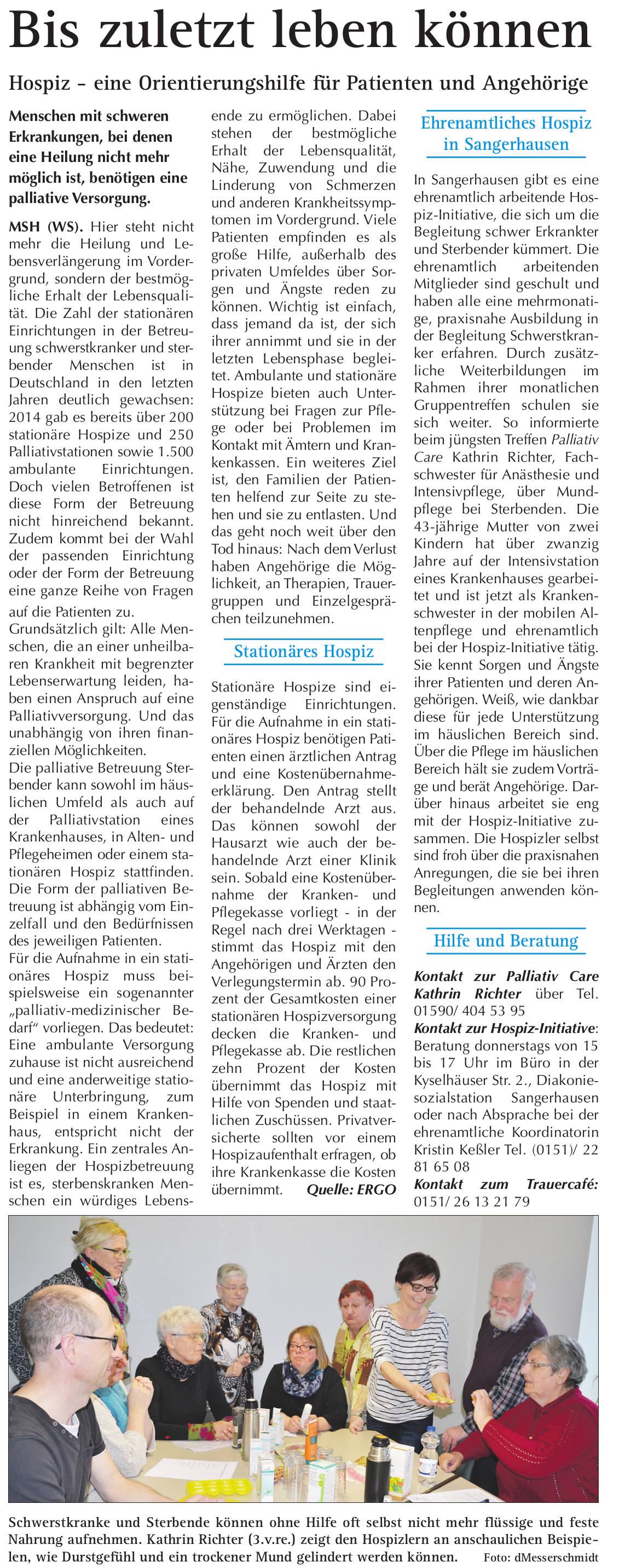Weiterbildung mit der Fachkrankenschwester Palliative Care Kathrin Richter