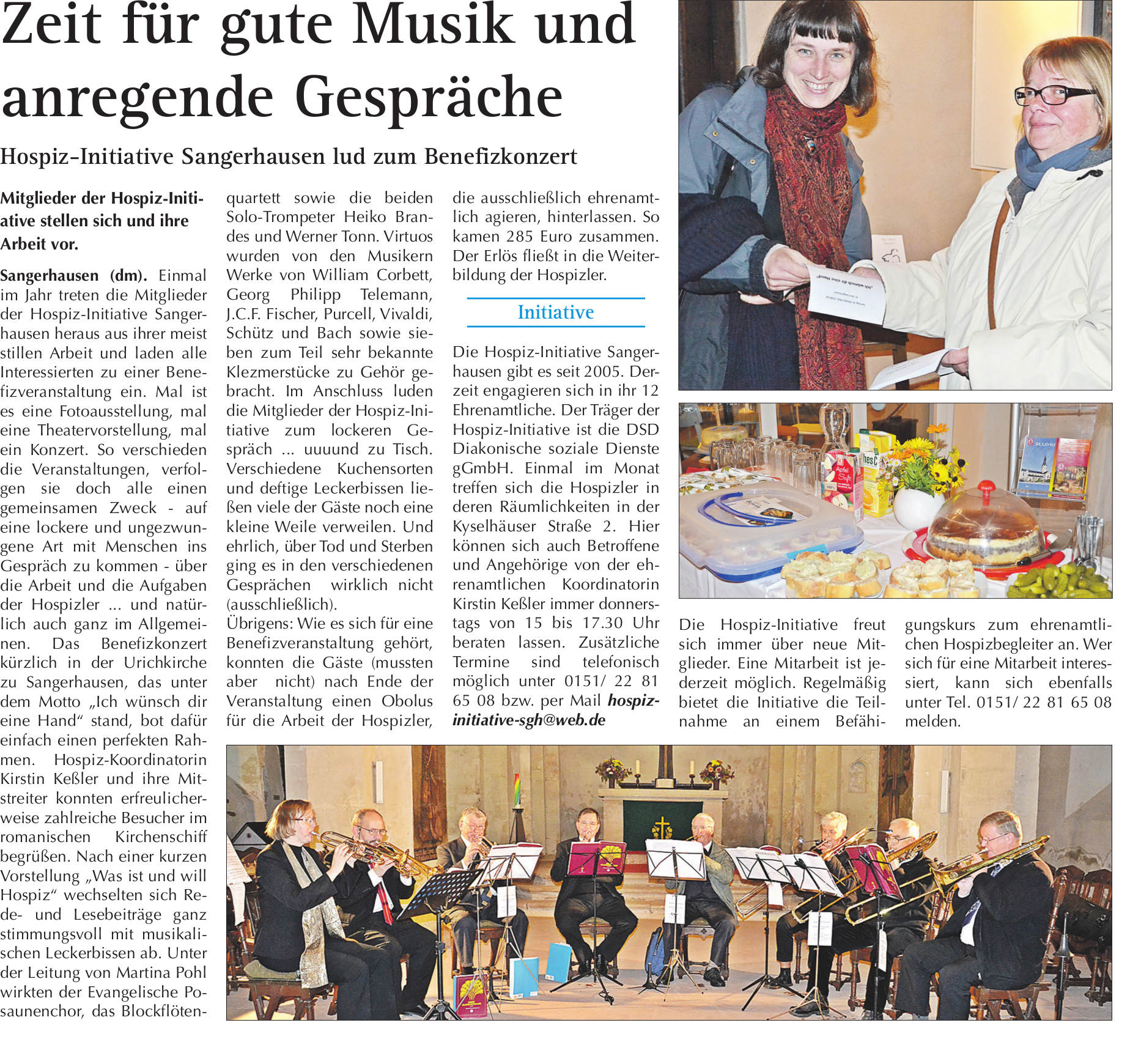 Benefizveranstaltung zum 10-jhrigen Jubilum der Hospiz-Initiative